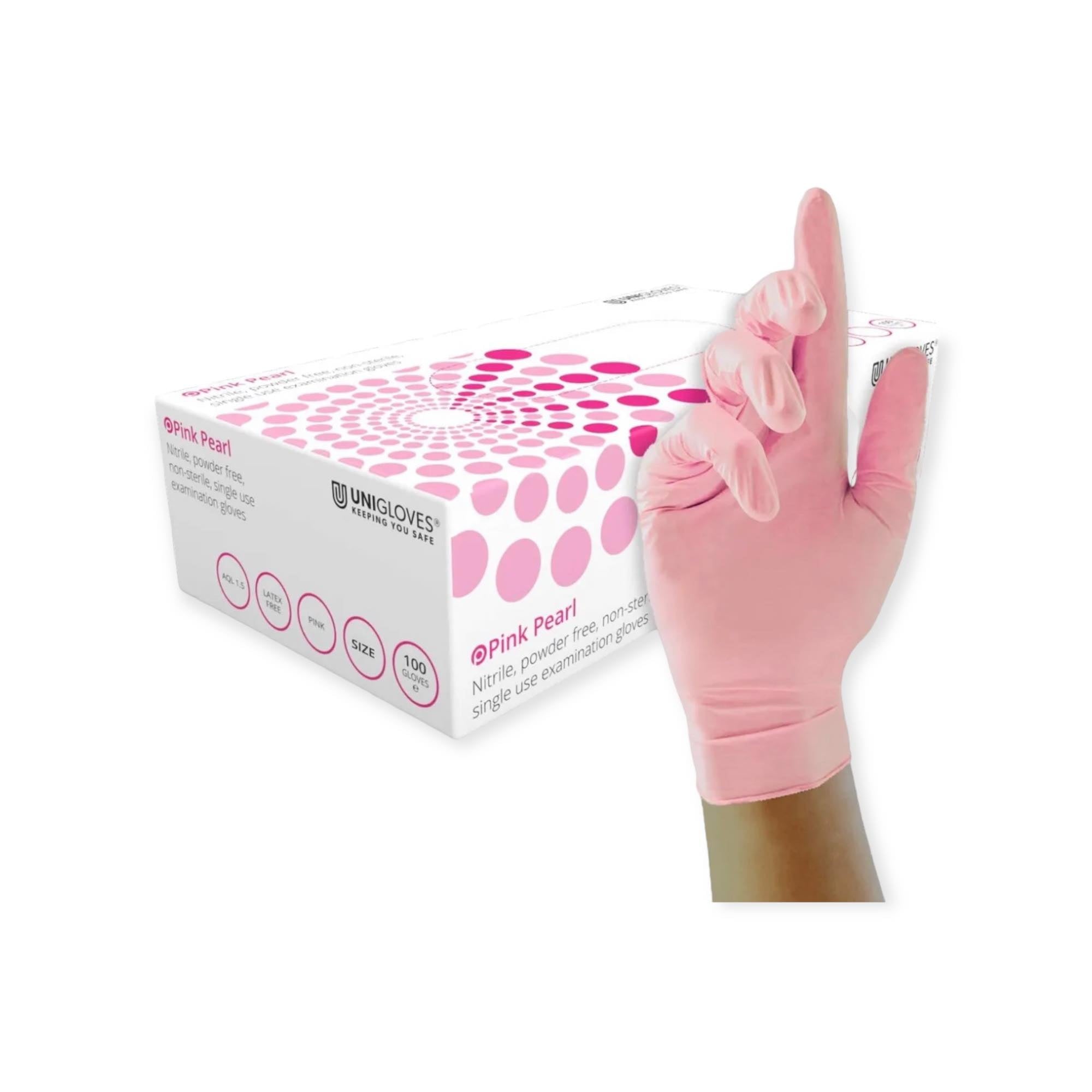 100 Pink Disposable Nitrile Gloves Powder Latex Free - FizzyWhiz