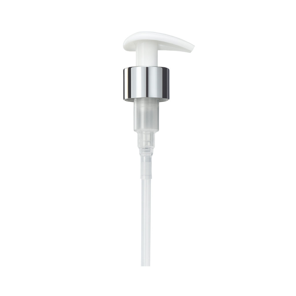 24mm Silver/White Lotion Pump ( Fits Our 100ml And 250ml Bottles )