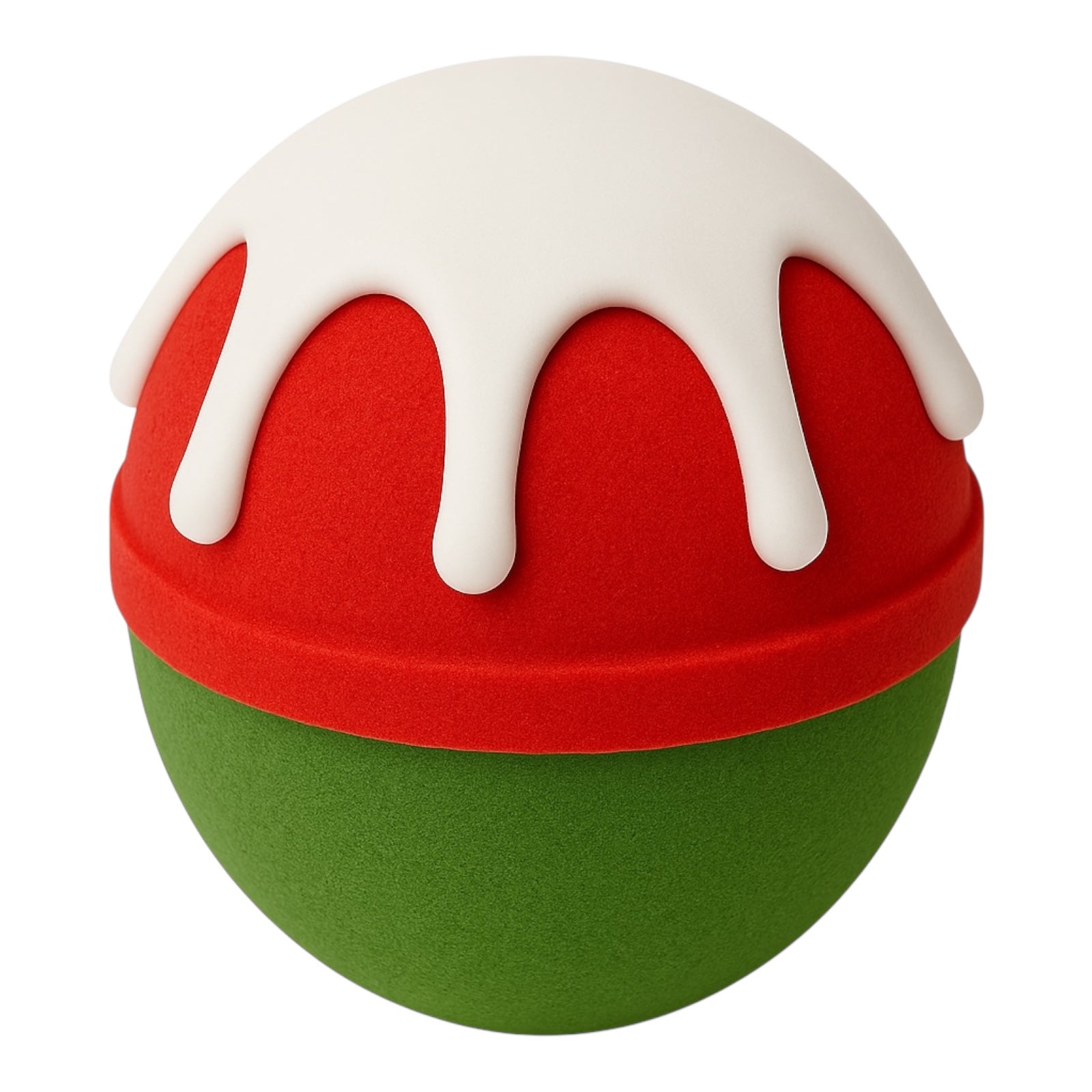 White Melt and pour soap drizzle on green and red bath bomb