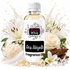 A bottle of Fizzy Whiz Ana Abiyedh Fragrance Oil centered on a white background, surrounded by white lilies, roses, cinnamon sticks, crystals, and a splash graphic behind it.