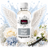A bottle of Fizzy Whiz Angel Wings Fragrance Oil centered against a white background with decorative angel wings, flowers, pearls, and blue water splash graphics. The bottle label reads 'Fizzy Whiz' and 'Angel Wings Fragrance Oil'.