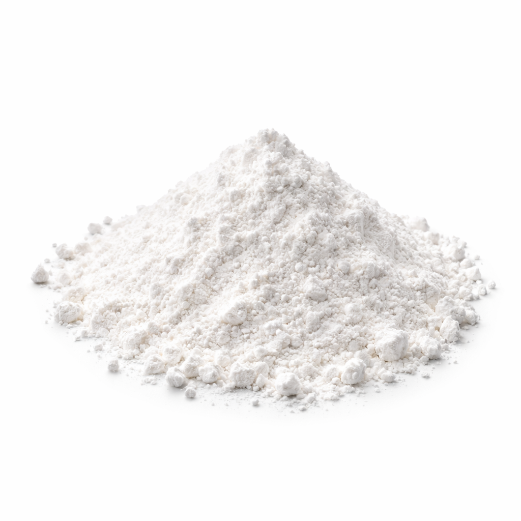 White powder pile on a white background