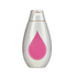 Lavender plastic bottle with flip-top cap and pink droplet design on the front, shown upright on a light background.