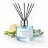 Diffuser bottle labeled 'Bathroom Fresh' with black sticks on a white background