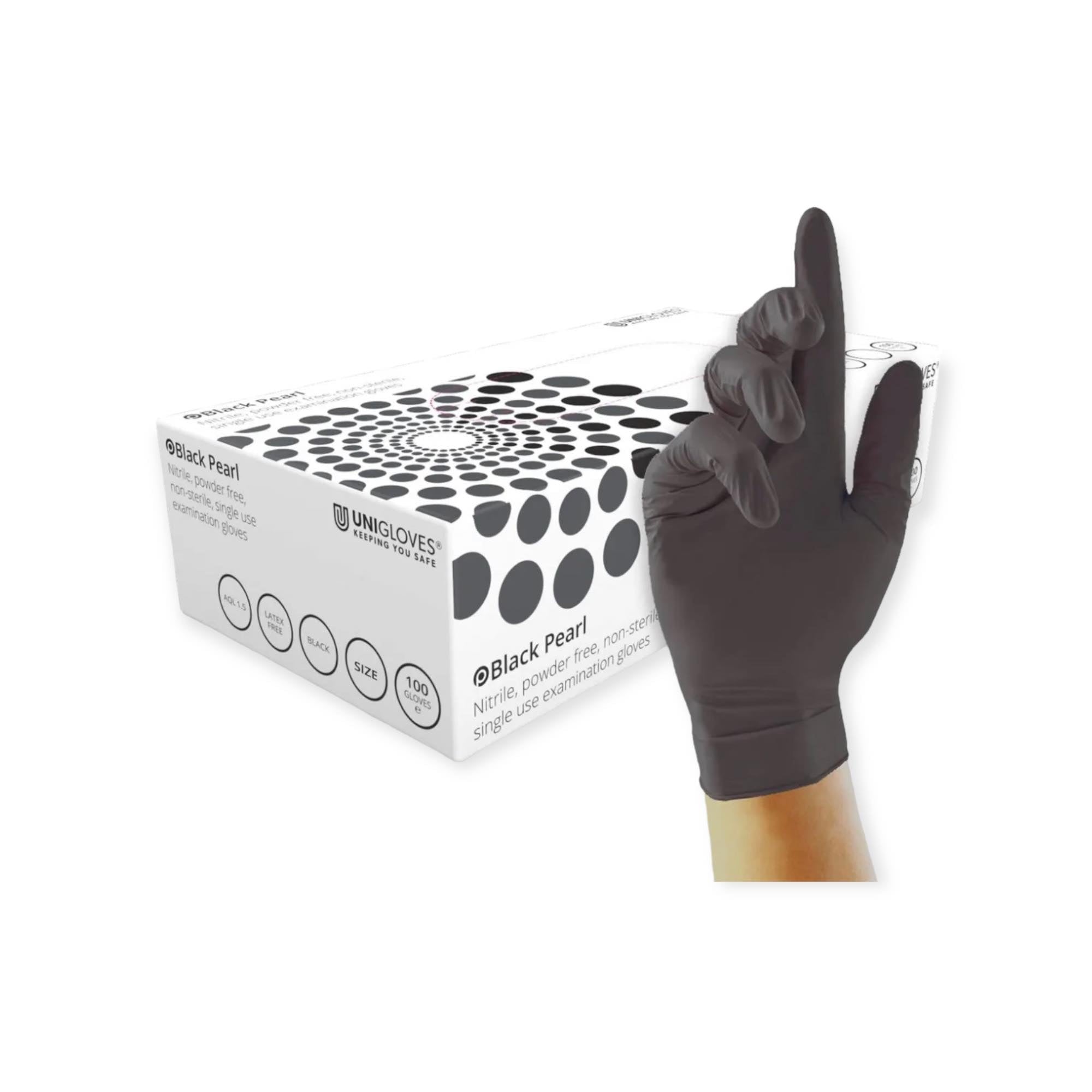 100 Black Disposable Nitrile Gloves Powder Latex Free