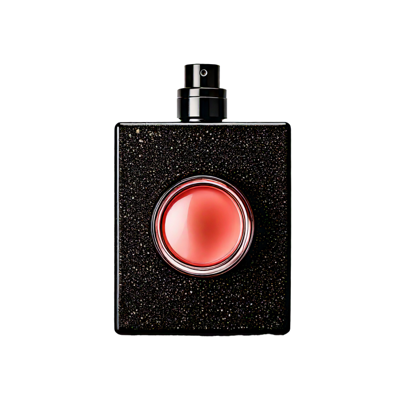 A bottle of Black Opium Fragrance Oil with a black label and a red cap.