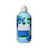 Light blue plastic bottle with a white screw cap and blue floral label with heart details, shown upright on a light background.
