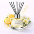 Diffuser labeled 'Burst of Sunshine' with lemons and flowers on a white background
