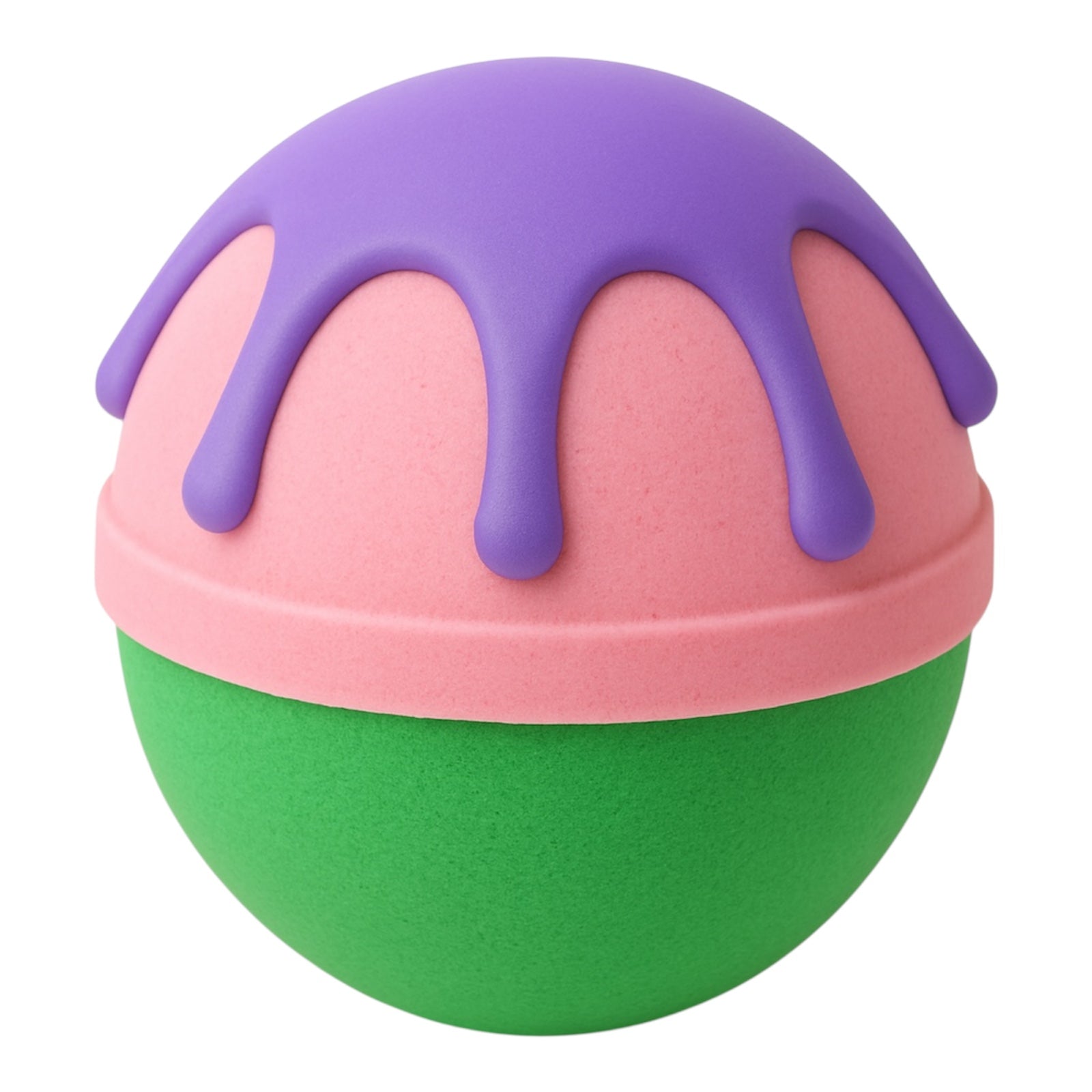 Purple Melt and pour soap drizzle on green and pink bath bomb