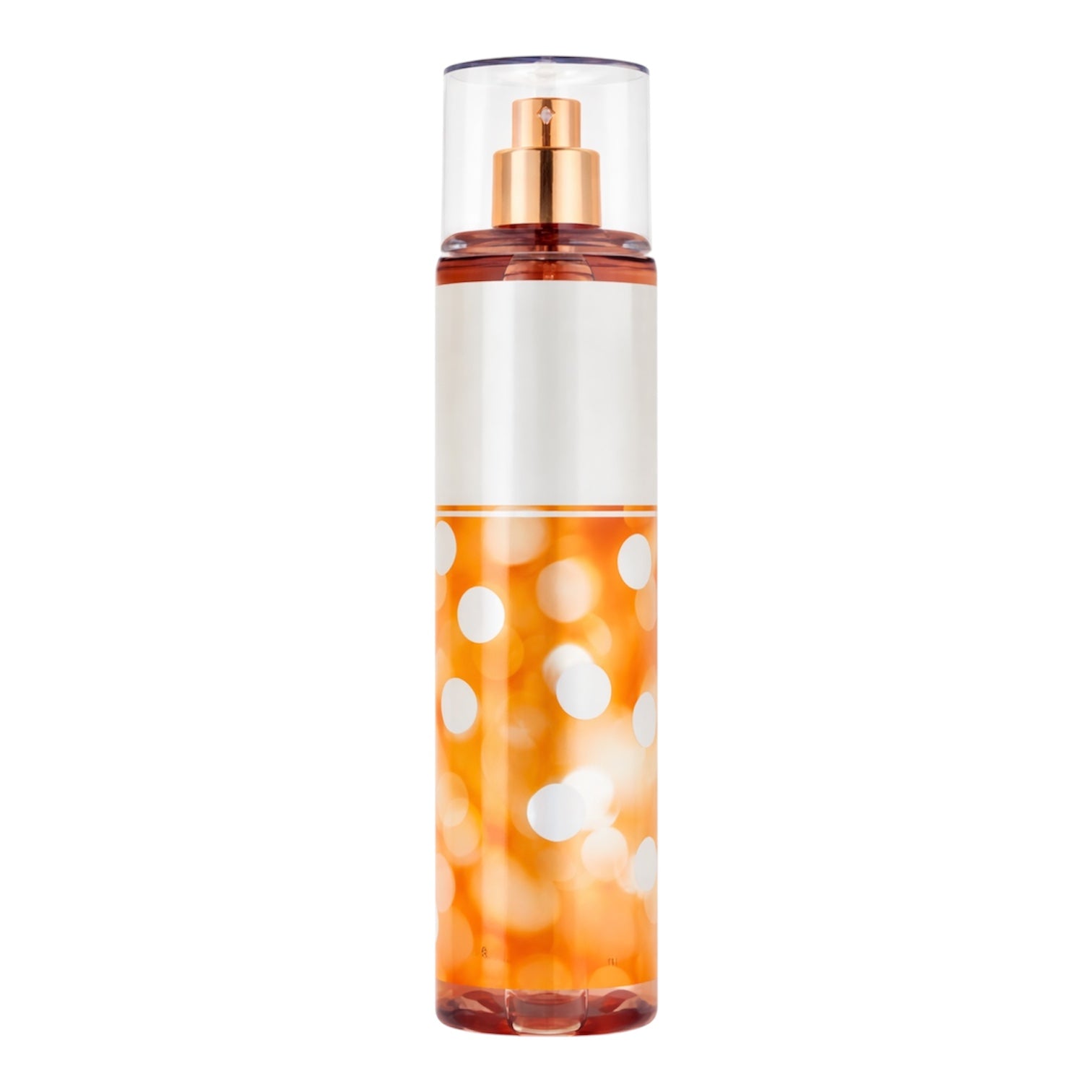 Spray bottle with white polka dots on an orange background