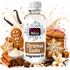 A bottle of Fizzy Whiz Christmas Cookie Fragrance Oil centered on a white background, surrounded by holiday-themed props including gingerbread cookies, cinnamon sticks, vanilla beans, star anise, whipped cream, and a small white flower.