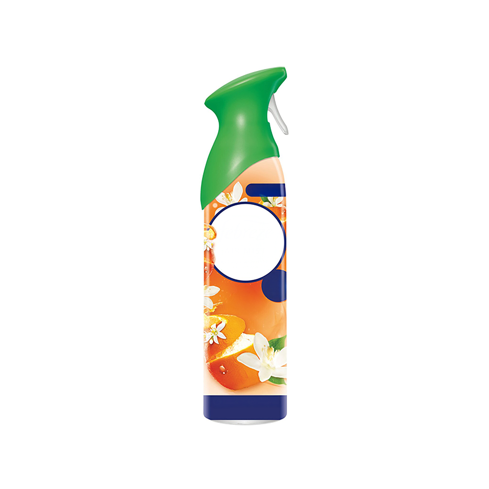 A colorful citrus and verbena Reed Diffuser with a green spray nozzle, over a white background.