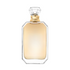 Perfume bottle with gold cap on a white background