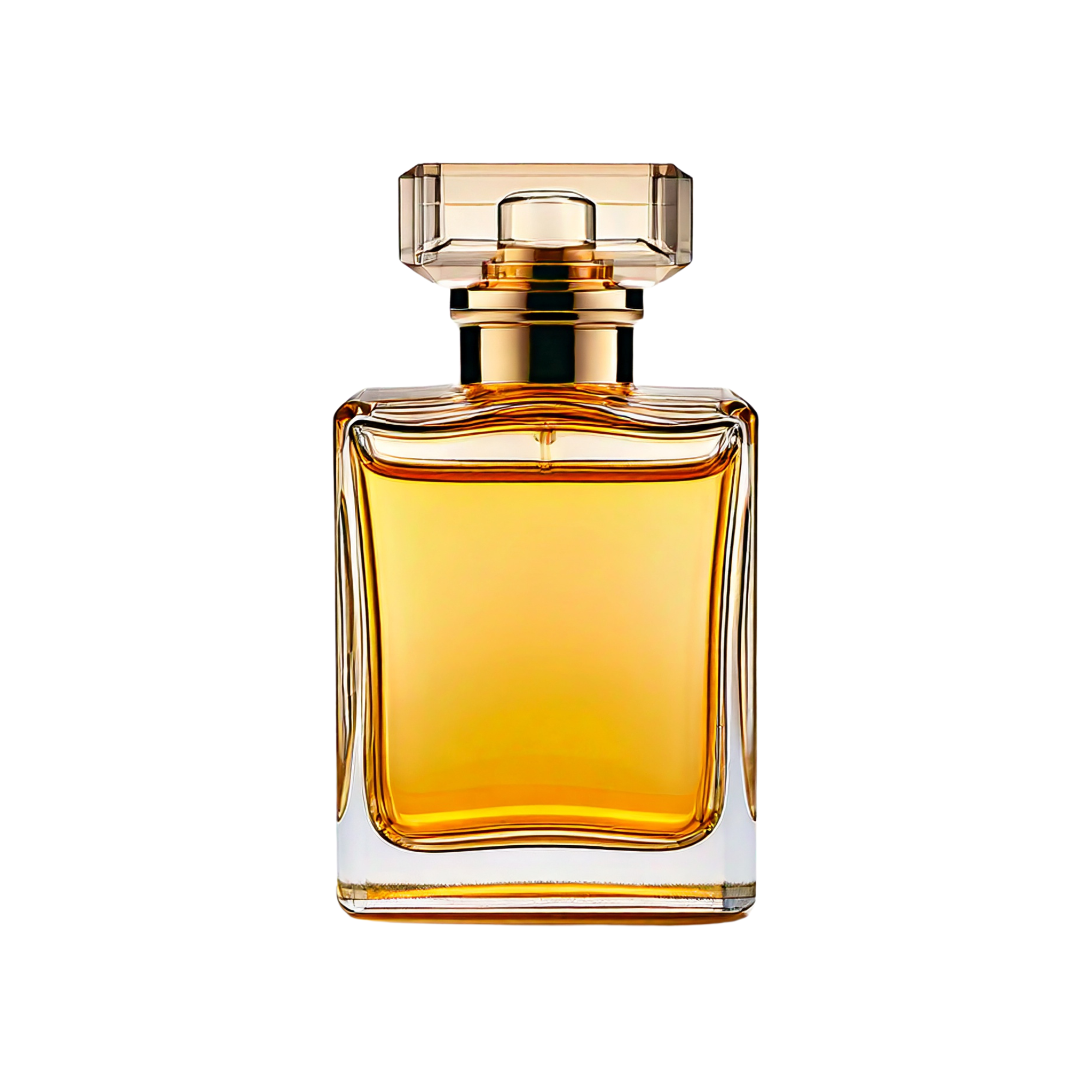 A bottle of perfume pre-mixed ready-made scented oil with a clear amber-colored liquid visible inside.