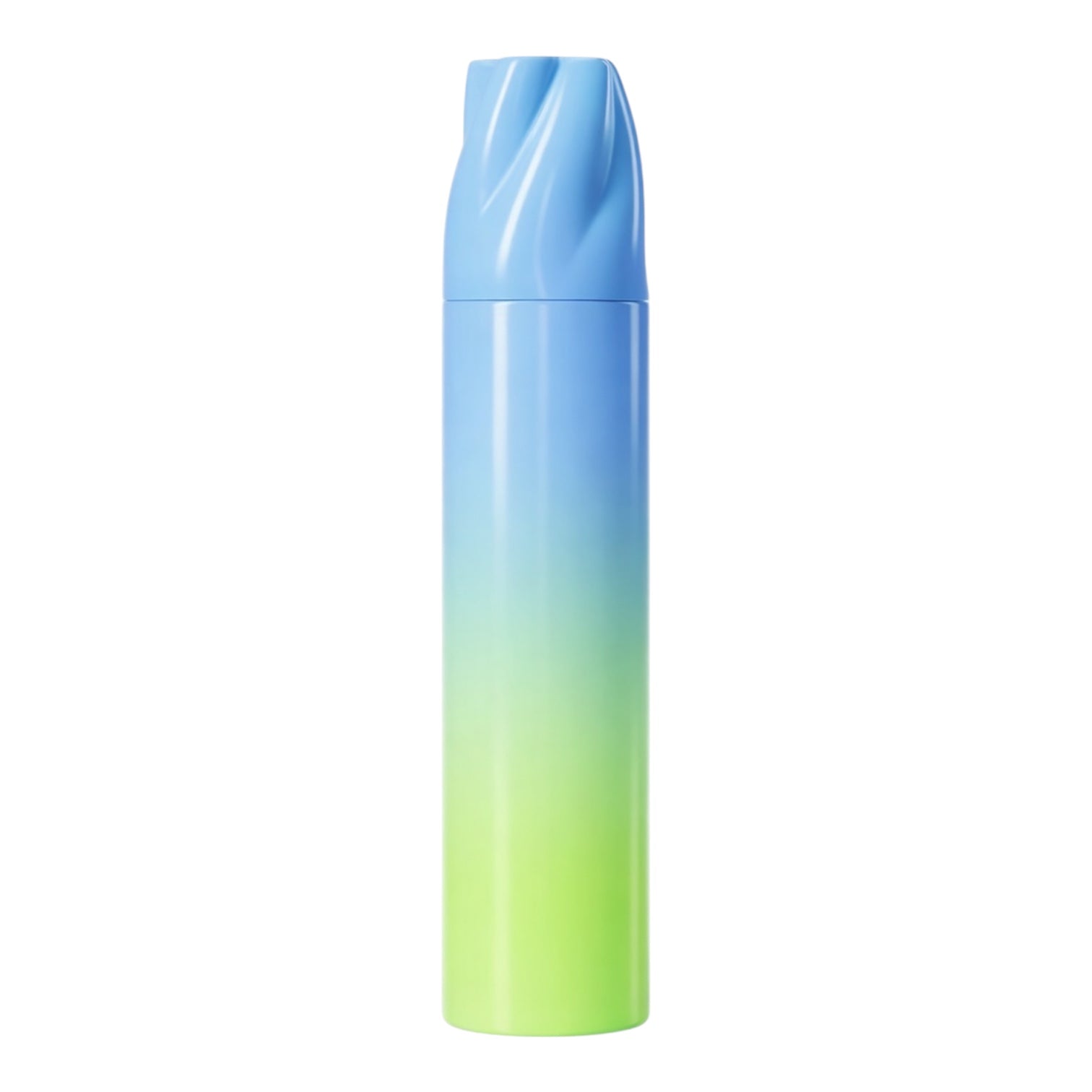 Gradient blue to green bottle on a white background