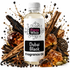 A bottle of Fizzy Whiz Dubai Black Fragrance Oil centered against a white background, surrounded by decorative ingredients including amber crystals, cinnamon sticks, star anise, peppercorns, and a splash of dark liquid. The bottle label reads 'Fizzy Whiz', 'Dubai Black', and 'Fragrance Oil'.