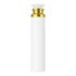 White cylindrical container with gold cap on a white background