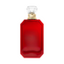 Red perfume bottle with a gold cap on a white background