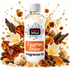 A bottle of Fizzy Whiz Egyptian Amber Fragrance Oil centered against a white background, surrounded by decorative amber crystals, dried wood pieces, and white flowers with stylized liquid splashes.