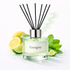 Reed diffuser labeled 'Energise' with lemons and mint leaves on a white background