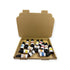 A box open to reveal multiple small bottles of different colored flavour oils, Raspberry (Blue), Vanilla, Banana, Bubblegum, Cherry, Chocolate, Honey
Cookie Dough, Lemon, Pineapple, Rhubarb &amp; Custard, Strawberry, Tropical, Caramel.