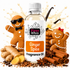 A bottle of Fizzy Whiz Ginger Spice Fragrance Oil centered against a white background, surrounded by ginger root, cinnamon sticks, star anise, cloves, vanilla beans, and gingerbread cookies that spell out 'Ginger Spice'.