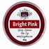 A round clear plastic jar of Fizzy Whiz Bright Pink glitter shimmer wax dye, showing the deep sparkling red-pink pigment inside, with a white and red label on a white background.