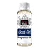 A bottle of Fizzy Whiz 'Good Girl' fragrance oil on a plain white background. The clear glass bottle shows the pale yellow liquid inside, topped with a white ribbed cap and featuring a white label with black bubble graphics and blue and red branding.