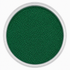 A top-down view of vibrant green glitter powder inside a clear plastic round container, set against a plain white background.