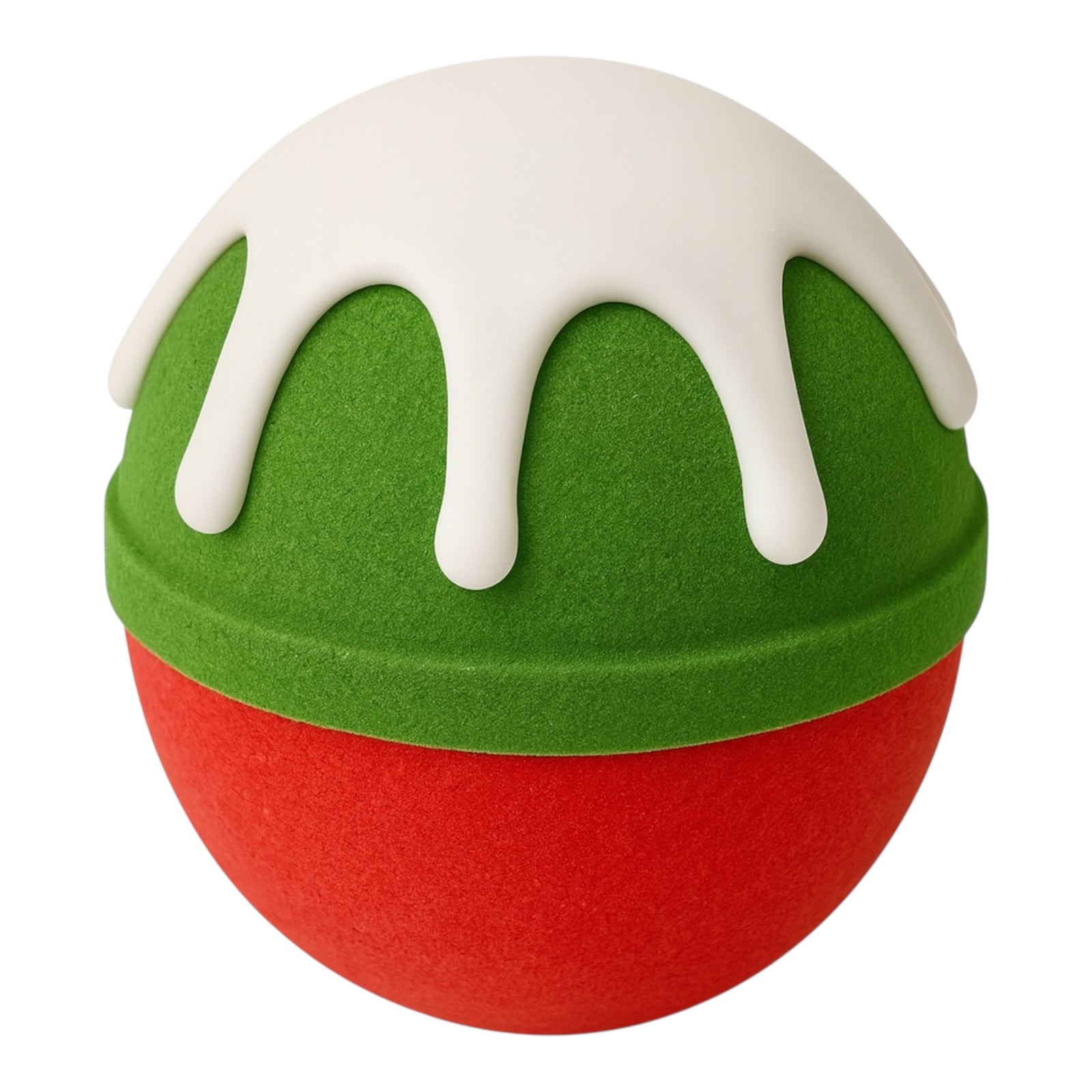 White Melt and pour soap drizzle on red and green bath bomb
