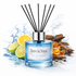 Invictus diffuser with lemons, oranges, and cinnamon sticks on a white background