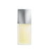 A bottle of Izzy Miyaki fragrance oil with a clear liquid visible through the transparent glass and a silver cap.