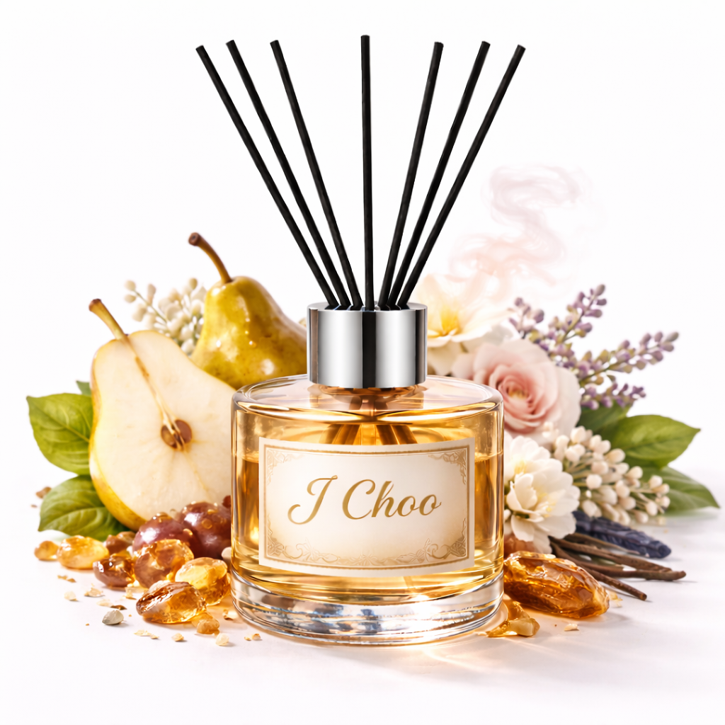 J'Choo diffuser with decorative elements on a white background