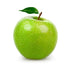 A single, fresh green apple with a leaf on top, representing the Juicy Apple Fragrance Oil.