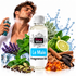 A bottle of Fizzy Whiz 'Le Male' fragrance oil is centered, surrounded by its scent ingredients including mint, lavender, cinnamon, citrus, and ice, with a man spraying the fragrance oil on the left.
