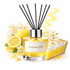 Diffuser labeled 'Lemon Pie' with lemons, pie, and flowers on a white background