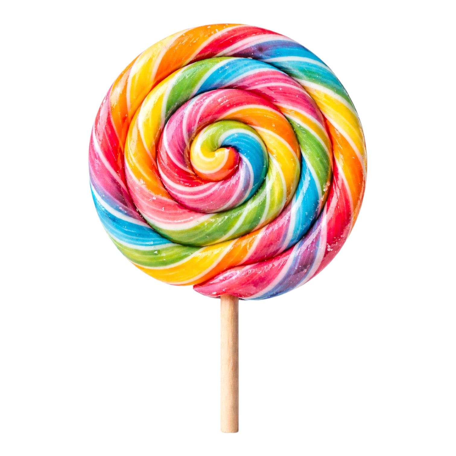 Colorful swirl lollipop on a white background