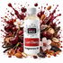 A bottle of Fizzy Whiz 'Lost Cherry' fragrance oil centered against a white background, surrounded by a stylized arrangement of dark red cherries, pink blossoms, vanilla pods, almonds, and amber crystals. The bottle has a white label with red and black text.