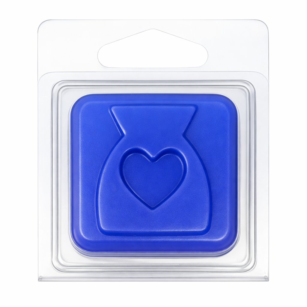 Mini Royal Blue Wax Burner Clamshell With Hanging Tab on a white background