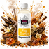 Fizzywhiz Nag Champa fragrance oil bottle surrounded by warm amber resin, incense sticks, rich woods, cinnamon and delicate white flowers on a clean white background.