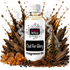 A bottle of Fizzy Whiz 'Oud For Glory' fragrance oil centered against a white background, surrounded by decorative props including amber crystals, star anise, a brass incense burner, and stylized smoke and wood textures.