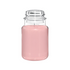 A jar of Pink Sands fragrance oil, with a clear glass jar and a pink liquid inside.