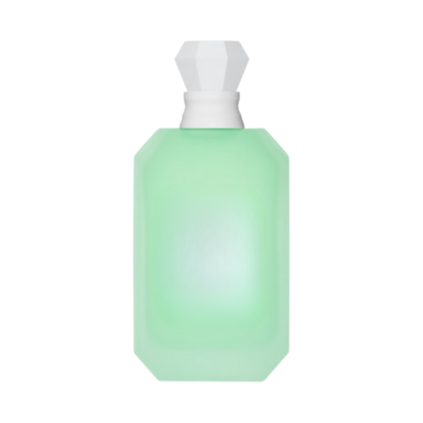 Green bottle with white cap on a white background