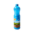 Tall blue plastic bottle with a screw cap, featuring a countryside landscape label with blue sky, clouds, and fields, displayed on a light background.