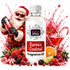 A bottle of Fizzy Whiz Santa's Cocktail Fragrance Oil centered on a white background, surrounded by festive holiday props including a Santa Claus figure, a martini glass with red liquid, candy canes, strawberries, blackberries, orange slices, and lime wedges.