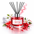 Red diffuser bottle labeled 'Spring' with floral and fruit elements on a white background