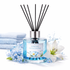 Diffuser bottle labeled 'Spring Awakening' with floral design, surrounded by flowers and towels on a white background