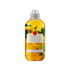Clear amber-yellow plastic bottle with a pale cap, featuring a bright floral label with sunflowers and citrus imagery, displayed on a plain light background.