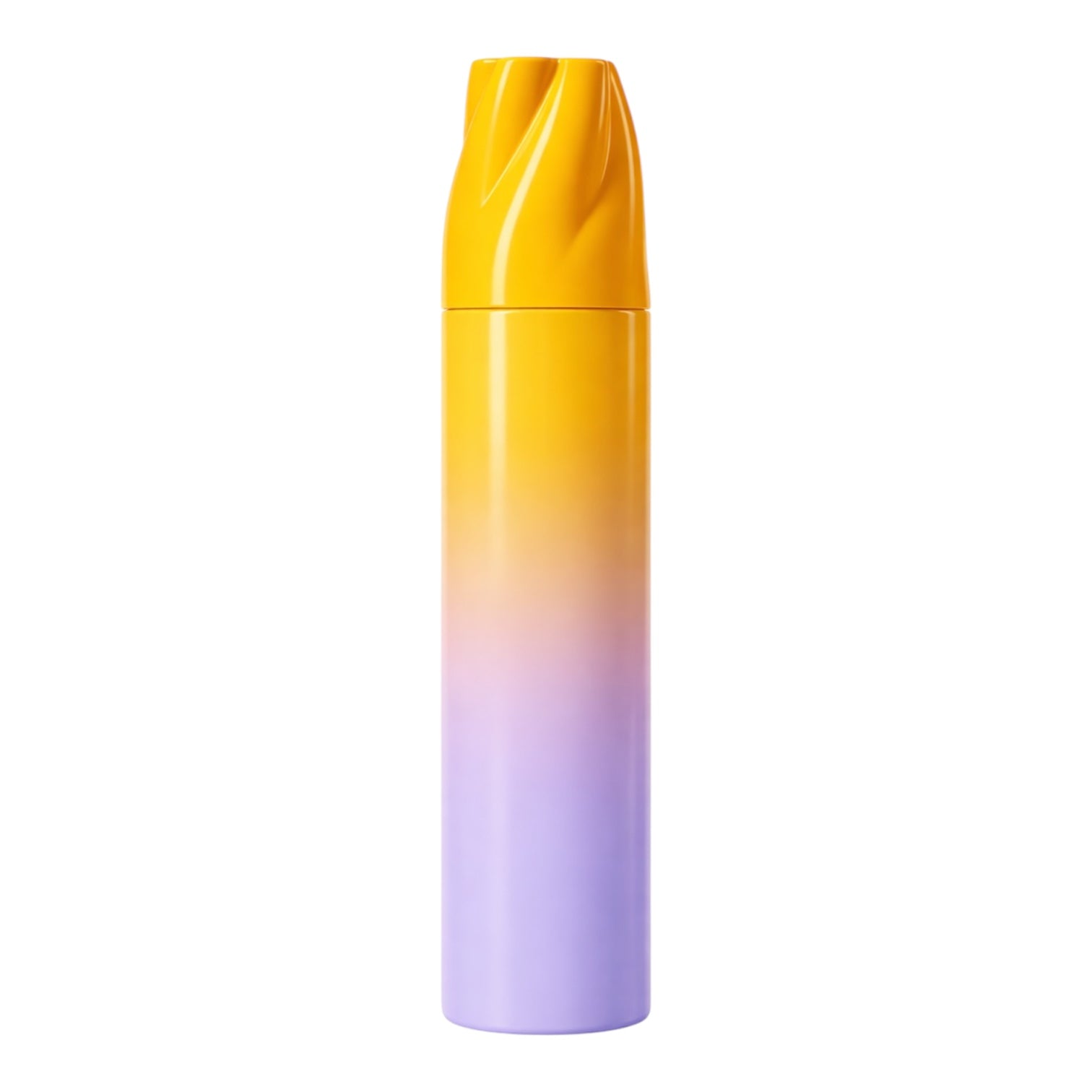 Gradient yellow to purple bottle on a white background