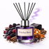 Diffuser labeled 'Witches Brew' surrounded by fruits and spices on a white background
